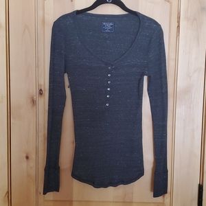 A&F Grey Heathered Henley